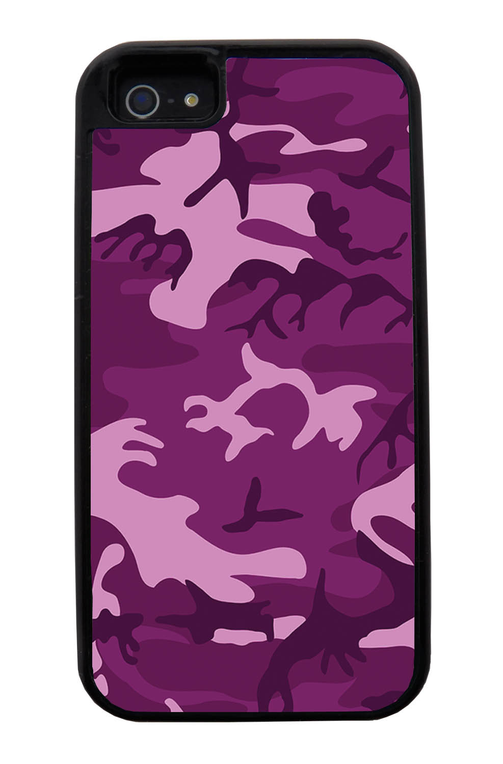 Apple iPhone 5 / 5S Camo Case - Purple - Woodland - Black Tough Hybrid Case