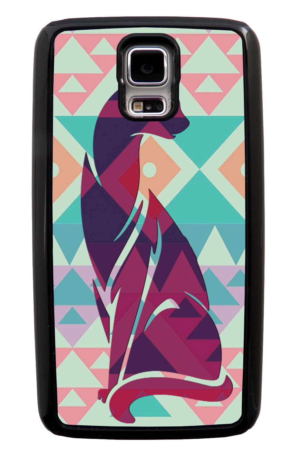Samsung Galaxy S5 / SV Cat Case - Pastel Colored Sitting Cat on Pale Green