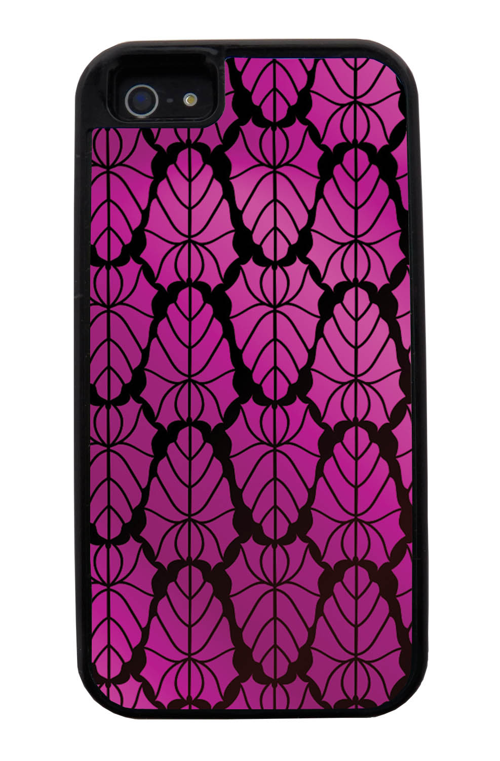 Apple iPhone 5 / 5S Pink Case - Purple to Pink Leaves - Fall And Winter - Black Tough Hybrid Case